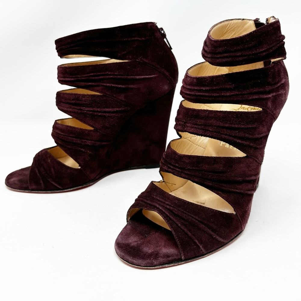 Christian Louboutin Developpa 100 Suede Wedge Heel Pumps